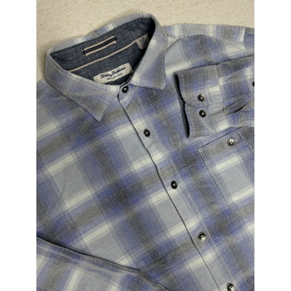 Tommy Bahama Other - Tommy Bahama Coastline Cord Shirt Mens Large Blue Grey Plaid Cotton Corduroy L/S